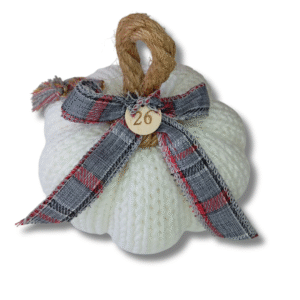 Πλεκτή κολοκύθα με καρό φιόγκο