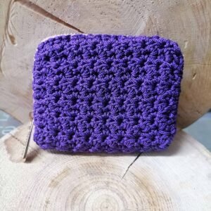 Χειροποίητο πλεκτό πορτοφόλι μωβ 12*10