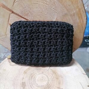 Χειροποίητο πλεκτό πορτοφόλι μαύρο 12*10