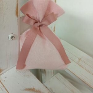 Μπομπονιέρα βάπτισης πουγκί βαμβακερό Ροζ