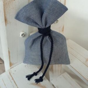 Μπομπονιέρα βάπτισης πουγκί ψαθα blue navy