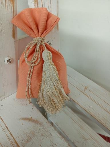 Μπομπονιέρα Γαμου-Βάπτιση πουγκί βαμβακερό Ακαι