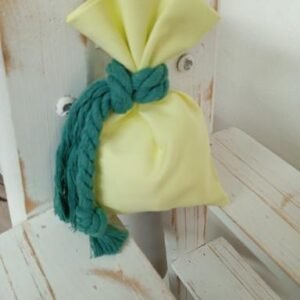 Μπομπονιέρα βάπτισης πουγκί βαμβακερό λεμον