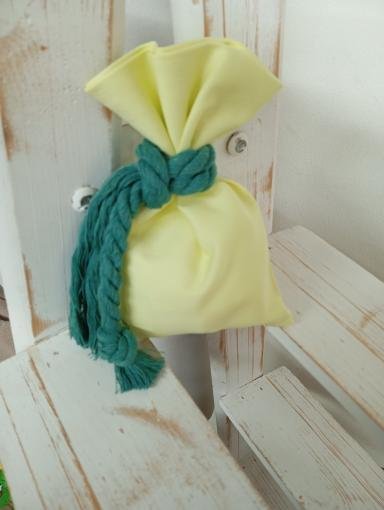 Μπομπονιέρα βάπτισης πουγκί βαμβακερό λεμον