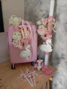 Χειροποίητο πακέτο βάπτισης για κορίτσι με θέμα τον Κυκνο