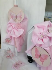 Χειροποίητο πακέτο βάπτισης για κορίτσι με θέμα την πεταλουδα