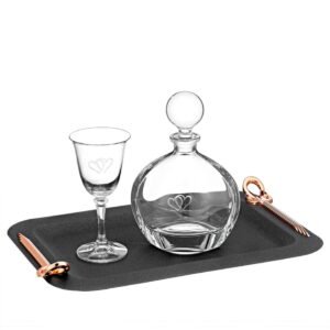 Σετ Γάμου {Οβαλ-gold} ( Δίσκος Καράφα ποτήρι)