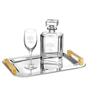 Σετ Γάμου {Natural-white} ( Δίσκος Καράφα ποτήρι)