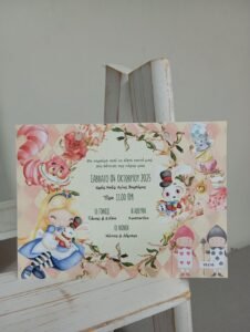 Προσκλητυριο Βαπτισης Με θεμα την {Αλικη Στην Χωρα Τον Θαυματων Baby}